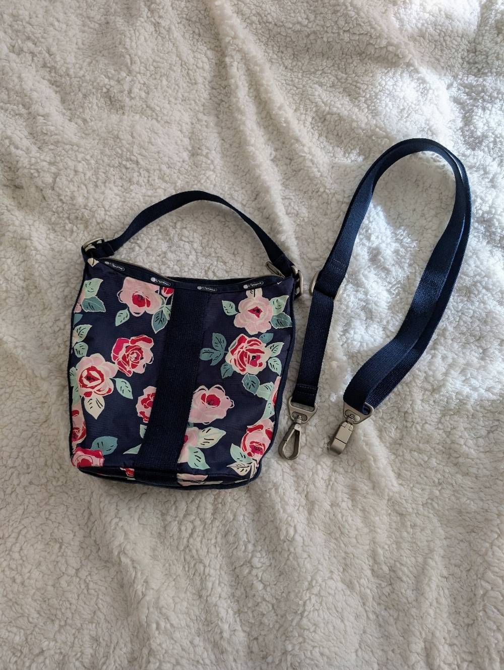 LeSportsac Navy Mini Bucket Handbag Crossbody Bag